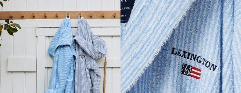 Unisex Striped Cotton-Mix Hoodie Robe - Bilde 2
